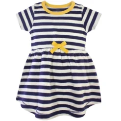 Touched By Nature Baby And Toddler Girl Organic Cotton Short-Sleeve Dresses 2pk, Pottery Tile