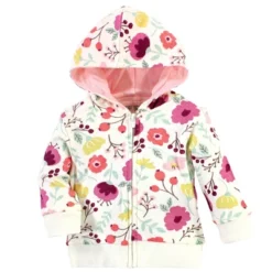 Touched By Nature Baby And Toddler Girl Organic Cotton Hoodie, Bodysuit Or Tee Top, And Pant, Botanical Toddler