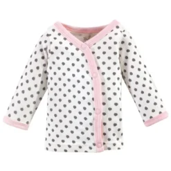 Touched By Nature Baby Girl Organic Cotton Preemie Layette 4pc Set, Pink Gray Scribble, Preemie