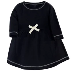 Touched By Nature Baby And Toddler Girl Organic Cotton Long-Sleeve Dresses 2pk, Black Red Heart
