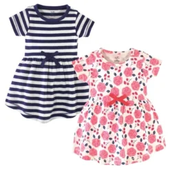 Touched By Nature Baby And Toddler Girl Organic Cotton Short-Sleeve Dresses 2pk, Coral Rose -Baby GUEST 07235576 ac80 4799 91c6 99fcb3d7c958