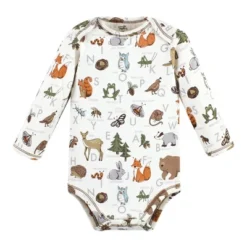 Touched By Nature Organic Cotton Long-Sleeve Bodysuits, Boy Woodland Alphabet 5-Pack -Baby GUEST 07cb6d5a fa05 4205 9d49 9620ec8db29b