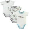 Touched By Nature Organic Cotton Bodysuits 3pk, Mint Elephant