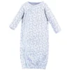 Touched By Nature Baby Girl Organic Cotton Side-Closure Snap Long-Sleeve Gowns 3pk, Flutter Garden