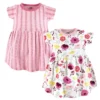 Touched By Nature Baby And Toddler Girl Organic Cotton Short-Sleeve Dresses 2pk, Botanical
