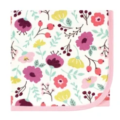 Touched By Nature Baby Girl Organic Cotton Swaddle Blanket And Headband Or Cap, Botanical, One Size -Baby GUEST 0bf13624 faee 44d0 974a b100df90ab86