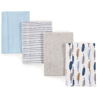 Touched By Nature Baby Boy Organic Cotton Burp Cloths 4pk, Boy Feathers, One Size 1 Touched By Nature Baby Boy Organic Cotton Burp Cloths 4pk, Boy Feathers, One Size