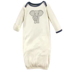Touched By Nature Baby Boy Organic Cotton Gowns, Elephant