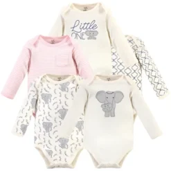 Touched By Nature Baby Girl Organic Cotton Long-Sleeve Bodysuits 5pk, Pink Elephant -Baby GUEST 13613dc8 6185 4a33 bbc2 a9c2ca0c3a26