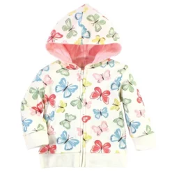 Touched By Nature Baby And Toddler Girl Organic Cotton Hoodie, Bodysuit Or Tee Top, And Pant, Butterflies Toddler