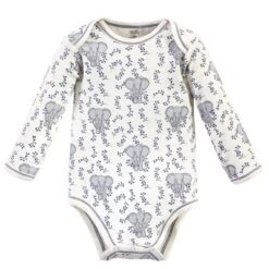 Touched By Nature Organic Cotton Long-Sleeve Bodysuits 5pk, Blue Elephant -Baby GUEST 13f6f48d 92c7 4429 8e14 840a39257e1a