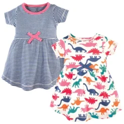 Touched By Nature Baby And Toddler Girl Organic Cotton Short-Sleeve Dresses 2pk, Dinosaurs -Baby GUEST 15b86d16 2fda 49d8 b4e0 02021661203f