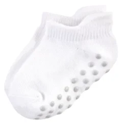 Touched By Nature Baby And Toddler Unisex Organic Cotton Socks With Non-Skid Gripper For Fall Resistance, White No-Show