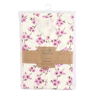 Touched By Nature Baby Girl Organic Cotton Sleeveless Wearable Sleeping Bag, Sack, Blanket, Cherry Blossom 1 Touched By Nature Baby Girl Organic Cotton Sleeveless Wearable Sleeping Bag, Sack, Blanket, Cherry Blossom