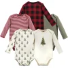 Touched By Nature Organic Cotton Long-Sleeve Bodysuits 5pk, Tree Plaid