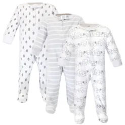 Touched By Nature Baby Organic Cotton Zipper Sleep And Play 3pk, Safari