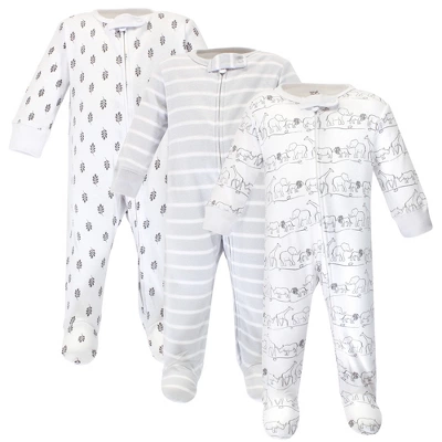Touched By Nature Baby Organic Cotton Zipper Sleep And Play 3pk, Safari 1 Touched By Nature Baby Organic Cotton Zipper Sleep And Play 3pk, Safari