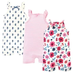 Touched By Nature Baby Girl Organic Cotton Rompers 3pk, Garden Floral Flutter -Baby GUEST 1d2a688e c0da 4b36 b14b 8e4cca1134b8