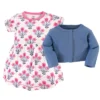 Touched By Nature Baby And Toddler Girl Organic Cotton Dress And Cardigan 2pc Set, Abstract Flower