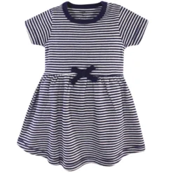 Touched By Nature Baby And Toddler Girl Organic Cotton Short-Sleeve Dresses 2pk, Navy Floral