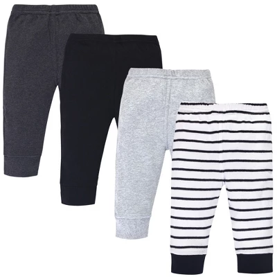 Touched By Nature Baby And Toddler Organic Cotton Pants 4pk, Gray Black Stripe 2 Touched By Nature Baby And Toddler Organic Cotton Pants 4pk, Gray Black Stripe - Image 2