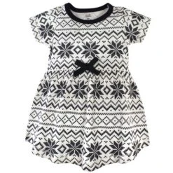 Touched By Nature Baby And Toddler Girl Organic Cotton Dress And Cardigan 2pc Set, Black Fair Isle -Baby GUEST 207cb263 02f0 4366 99a8 6f086fea311a