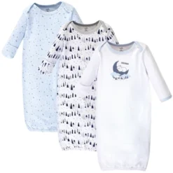 Touched By Nature Baby Organic Cotton Long-Sleeve Gowns 3pk, Sweet Dreams, 0-6 Months