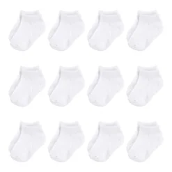 Touched By Nature Baby Unisex Organic Cotton Socks, White No Show