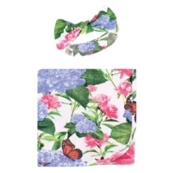 Touched By Nature Infant Girl Organic Cotton Swaddle Blanket And Headband, Hydrangea Monarch, 0-6 Months -Baby GUEST 22446b21 d28a 4432 a826 0e05f964676c