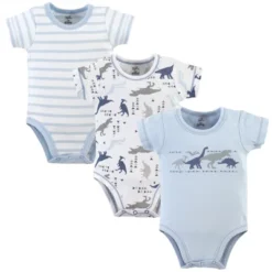 Touched By Nature Baby Boy Organic Cotton Bodysuits 3pk, Dino