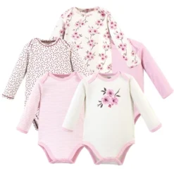 Touched By Nature Baby Girl Organic Cotton Long-Sleeve Bodysuits 5pk, Cherry Blossom -Baby GUEST 2348b05a bc76 444e 89b3 983dd16ff556