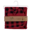 Touched By Nature Baby Boy Organic Cotton Swaddle Blanket And Headband Or Cap, Buffalo Plaid, One Size