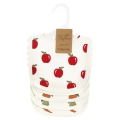 Touched By Nature Unisex Baby Organic Cotton Bibs, Fruits And Veggies, One Size