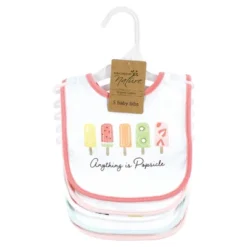 Touched By Nature Infant Girl Organic Cotton Bibs, Popsicle, One Size