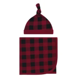 Touched By Nature Baby Boy Organic Cotton Swaddle Blanket And Headband Or Cap, Buffalo Plaid, One Size -Baby GUEST 2d91b636 1d9d 4bc8 8ec9 9be91a17cbbb