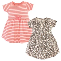Touched By Nature Baby And Toddler Girl Organic Cotton Short-Sleeve Dresses 2pk, Leopard -Baby GUEST 33c55105 9383 4236 9346 4b77c465e86b