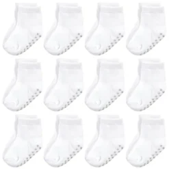 Touched By Nature Baby And Toddler Organic Cotton Blend Socks With Non-Skid Gripper For Fall Resistance, White 3 Touched By Nature Baby And Toddler Organic Cotton Blend Socks With Non-Skid Gripper For Fall Resistance, White -Baby GUEST 35ad5ee3 205f 4223 9150 2c445999c8a8