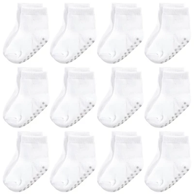 Touched By Nature Baby And Toddler Organic Cotton Blend Socks With Non-Skid Gripper For Fall Resistance, White 2 Touched By Nature Baby And Toddler Organic Cotton Blend Socks With Non-Skid Gripper For Fall Resistance, White - Image 2