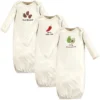 Touched By Nature Baby Organic Cotton Long-Sleeve Gowns 3pk, Guacamole