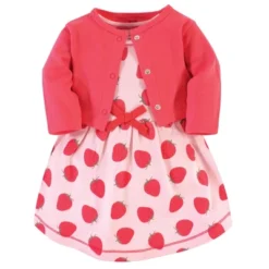 Touched By Nature Baby And Toddler Girl Organic Cotton Dress And Cardigan 2pc Set, Strawberries -Baby GUEST 3a694f1b ff28 486e ae33 45d4839f80a6