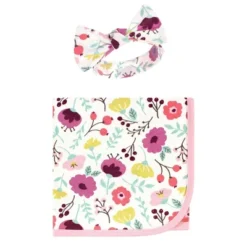 Touched By Nature Baby Girl Organic Cotton Swaddle Blanket And Headband Or Cap, Botanical, One Size -Baby GUEST 3af94f82 f96c 4e96 9cc6 196f319a38cb