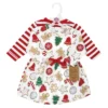 Touched By Nature Infant And Toddler Girl Organic Cotton Long-Sleeve Dresses, Christmas Cookies