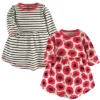 Touched By Nature Baby And Toddler Girl Organic Cotton Long-Sleeve Dresses 2pk, Poppy