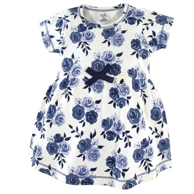 Touched By Nature Baby And Toddler Girl Organic Cotton Dress And Cardigan 2pc Set, Navy Floral 3 Touched By Nature Baby And Toddler Girl Organic Cotton Dress And Cardigan 2pc Set, Navy Floral - Image 3