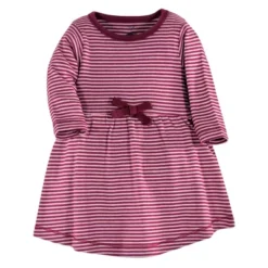 Touched By Nature Baby And Toddler Girl Organic Cotton Long-Sleeve Dresses 2pk, Blush Blossom