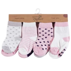 Touched By Nature Baby Girl Organic Cotton Socks, Navy Lt. Pink