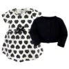 Touched By Nature Baby And Toddler Girl Organic Cotton Dress And Cardigan 2pc Set, Heart