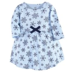 Touched By Nature Baby And Toddler Girl Organic Cotton Long-Sleeve Dresses 2pk, Arctic