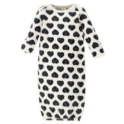 Touched By Nature Baby Girl Organic Cotton Long-Sleeve Gowns 3pk, Heart, 0-6 Months