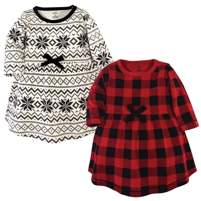 Touched By Nature Baby And Toddler Girl Organic Cotton Long-Sleeve Dresses 2pk, Buffalo Plaid 3 Touched By Nature Baby And Toddler Girl Organic Cotton Long-Sleeve Dresses 2pk, Buffalo Plaid - Image 3